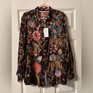 Johnny Was Bianca Velvet Oversized Shirt NWT Sz L